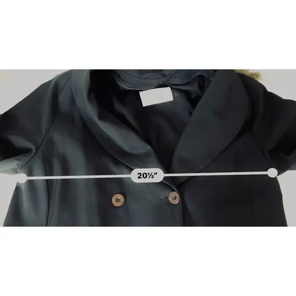 Jones New York black double breasted wool trench coat. L/XL - Picture 6 of 9
